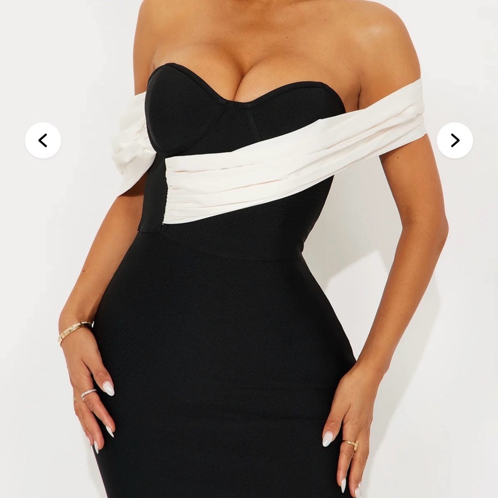 Fashion Nova One Shoulder Black and White Dress - Picture 2 of 3